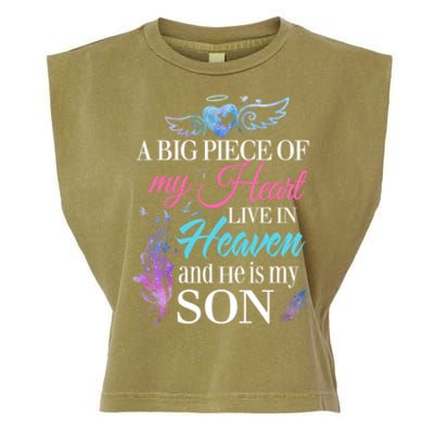 A Piece Of My Heart In Heaven And He Is My Son Gift Garment-Dyed Women's Muscle Tee