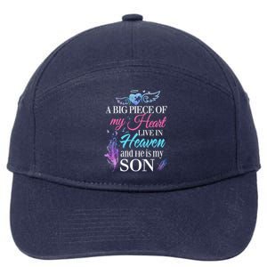 A Piece Of My Heart In Heaven And He Is My Son Gift 7-Panel Snapback Hat