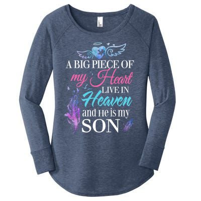 A Piece Of My Heart In Heaven And He Is My Son Gift Women's Perfect Tri Tunic Long Sleeve Shirt