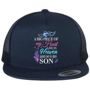 A Piece Of My Heart In Heaven And He Is My Son Gift Flat Bill Trucker Hat