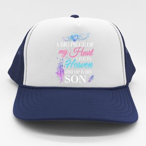 A Piece Of My Heart In Heaven And He Is My Son Gift Trucker Hat