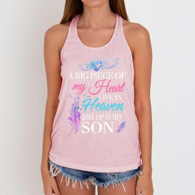 A Piece Of My Heart In Heaven And He Is My Son Gift Women's Knotted Racerback Tank