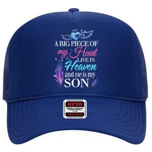 A Piece Of My Heart In Heaven And He Is My Son Gift High Crown Mesh Back Trucker Hat