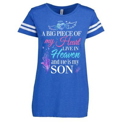 A Piece Of My Heart In Heaven And He Is My Son Gift Enza Ladies Jersey Football T-Shirt