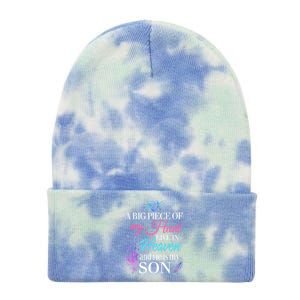 A Piece Of My Heart In Heaven And He Is My Son Gift Tie Dye 12in Knit Beanie