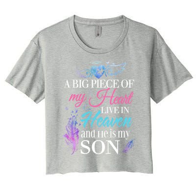 A Piece Of My Heart In Heaven And He Is My Son Gift Women's Crop Top Tee