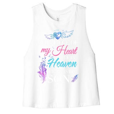 A Piece Of My Heart In Heaven And He Is My Son Gift Women's Racerback Cropped Tank