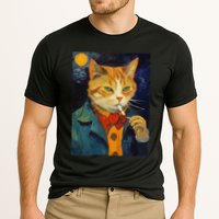 A Painting Of A Cat Smoking Cigarette Cat Art Funny Cooling Performance Crew T-Shirt