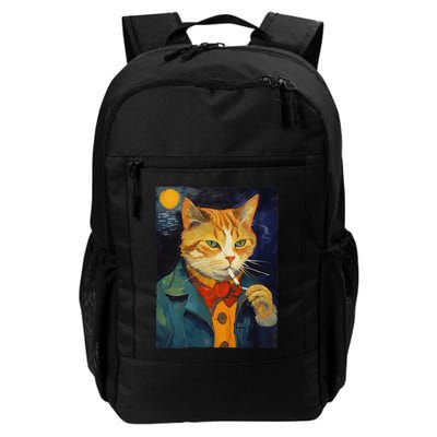 A Painting Of A Cat Smoking Cigarette Cat Art Funny Backpack