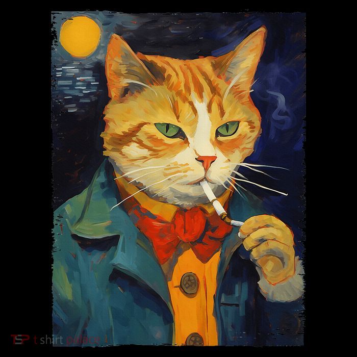 A Painting Of A Cat Smoking Cigarette Cat Art Funny Flatbill Hat