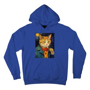 A Painting Of A Cat Smoking Cigarette Cat Art Funny Hoodie