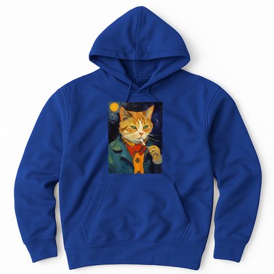 A Painting Of A Cat Smoking Cigarette Cat Art Funny Hoodie