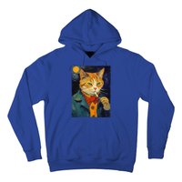 A Painting Of A Cat Smoking Cigarette Cat Art Funny Hoodie