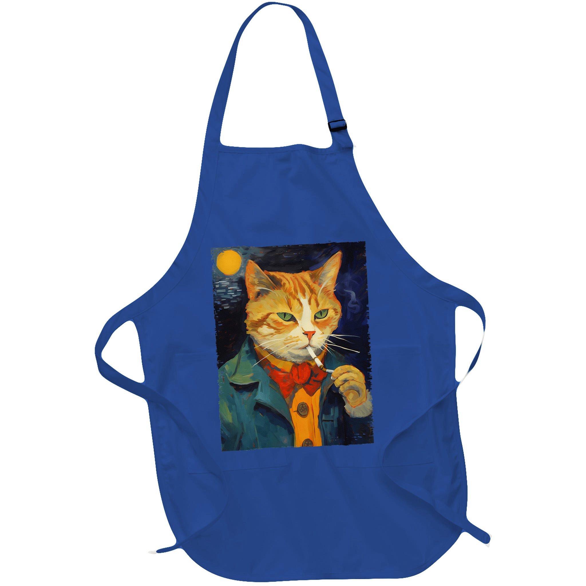 A Painting Of A Cat Smoking Cigarette Cat Art Funny Apron