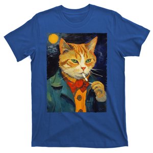 A Painting Of A Cat Smoking Cigarette Cat Art Funny T-Shirt