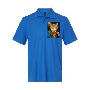 A Painting Of A Cat Smoking Cigarette Cat Art Funny Softstyle Adult Sport Polo