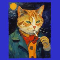A Painting Of A Cat Smoking Cigarette Cat Art Funny 16 in Basic Backpack