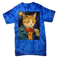 A Painting Of A Cat Smoking Cigarette Cat Art Funny Tie-Dye T-Shirt