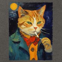 A Painting Of A Cat Smoking Cigarette Cat Art Funny Cotton Canvas Backpack