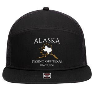 Alaska Pissing Off Texas Since 1959 Size State 7 Panel Mesh Trucker Snapback Hat