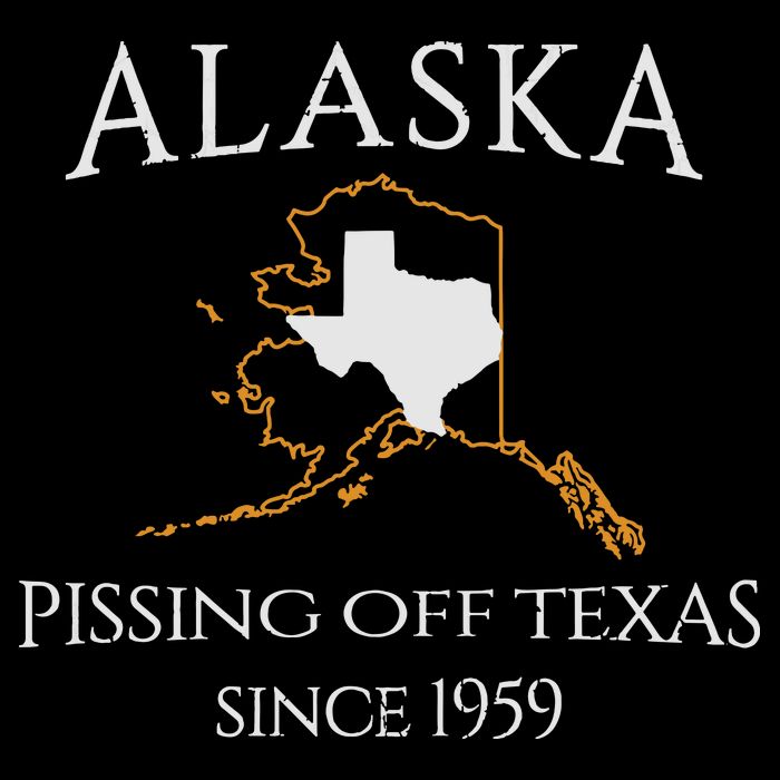 Alaska Pissing Off Texas Since 1959 Size State Tall T-Shirt