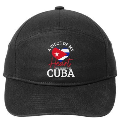 A Peace Of My Heart Will Always In Cuba Cuban Flag Pride 7-Panel Snapback Hat
