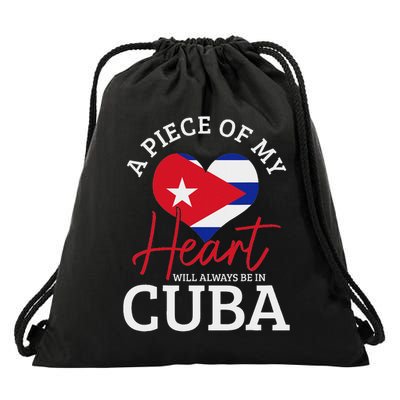 A Peace Of My Heart Will Always In Cuba Cuban Flag Pride Drawstring Bag