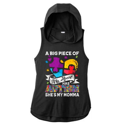 A Piece Of My Heart Has Autism My Momma Gift Ladies PosiCharge Tri-Blend Wicking Draft Hoodie Tank