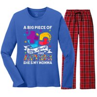 A Piece Of My Heart Has Autism My Momma Gift Women's Long Sleeve Flannel Pajama Set 