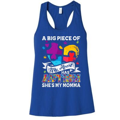 A Piece Of My Heart Has Autism My Momma Gift Women's Racerback Tank