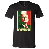 Amlo President Of Mexico V-Neck T-Shirt