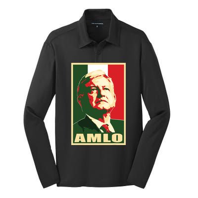 Amlo President Of Mexico Silk Touch Performance Long Sleeve Polo