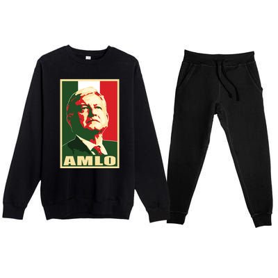 Amlo President Of Mexico Premium Crewneck Sweatsuit Set