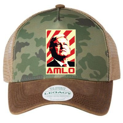 Amlo President Of Mexico Retro Propaganda Legacy Tie Dye Trucker Hat