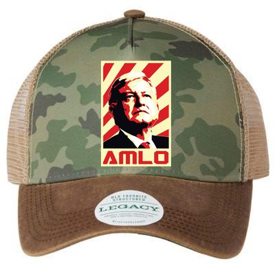 Amlo President Of Mexico Retro Propaganda Legacy Tie Dye Trucker Hat