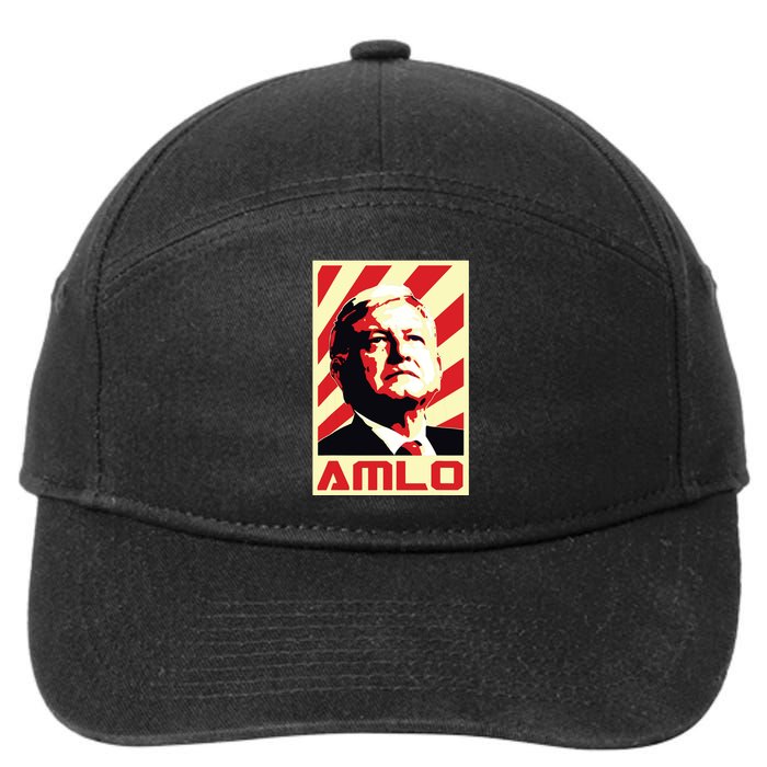 Amlo President Of Mexico Retro Propaganda 7-Panel Snapback Hat