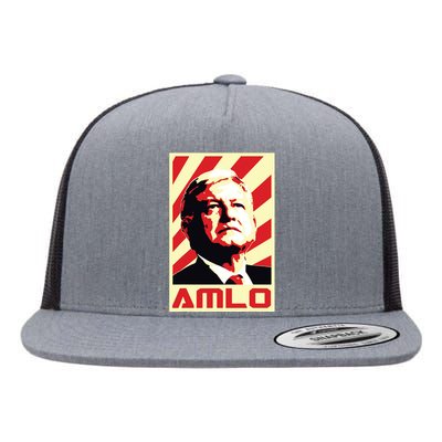 Amlo President Of Mexico Retro Propaganda Flat Bill Trucker Hat