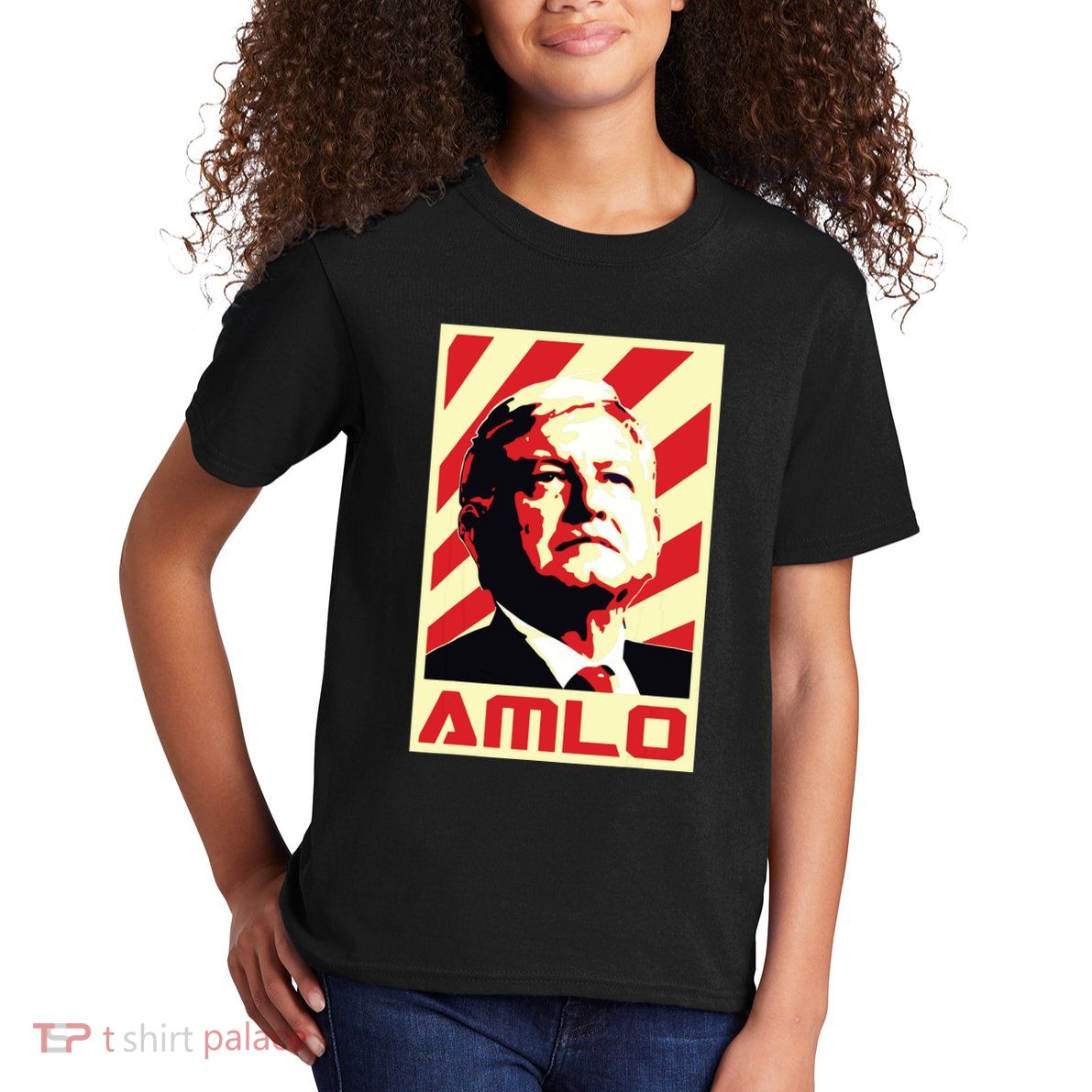 Amlo President Of Mexico Retro Propaganda Kids T-Shirt