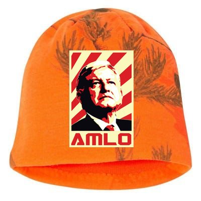 Amlo President Of Mexico Retro Propaganda Kati - Camo Knit Beanie