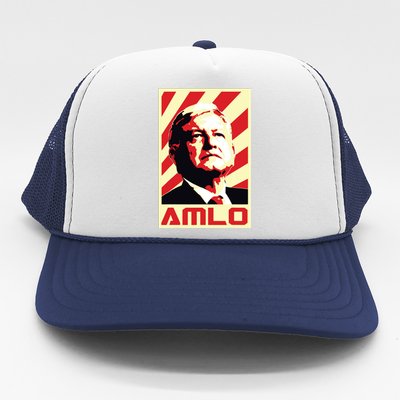 Amlo President Of Mexico Retro Propaganda Trucker Hat