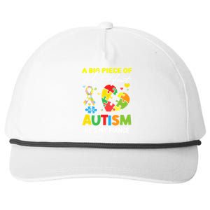 A Piece Of My Heart Has Autism My Fiancé Funny Gift Snapback Five-Panel Rope Hat