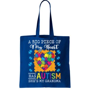 A Piece Of My Heart Has Autism My Grandma Gift Tote Bag