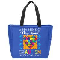 A Piece Of My Heart Has Autism My Grandma Gift Zip Tote Bag