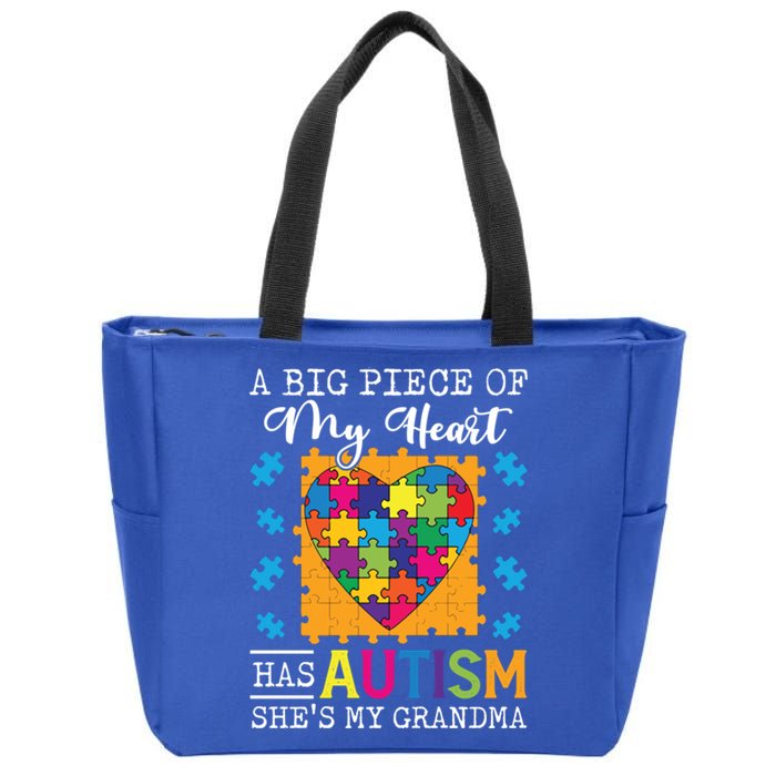 A Piece Of My Heart Has Autism My Grandma Gift Zip Tote Bag