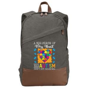 A Piece Of My Heart Has Autism My Grandma Gift Cotton Canvas Backpack