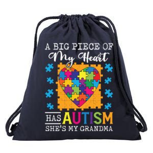 A Piece Of My Heart Has Autism My Grandma Gift Drawstring Bag