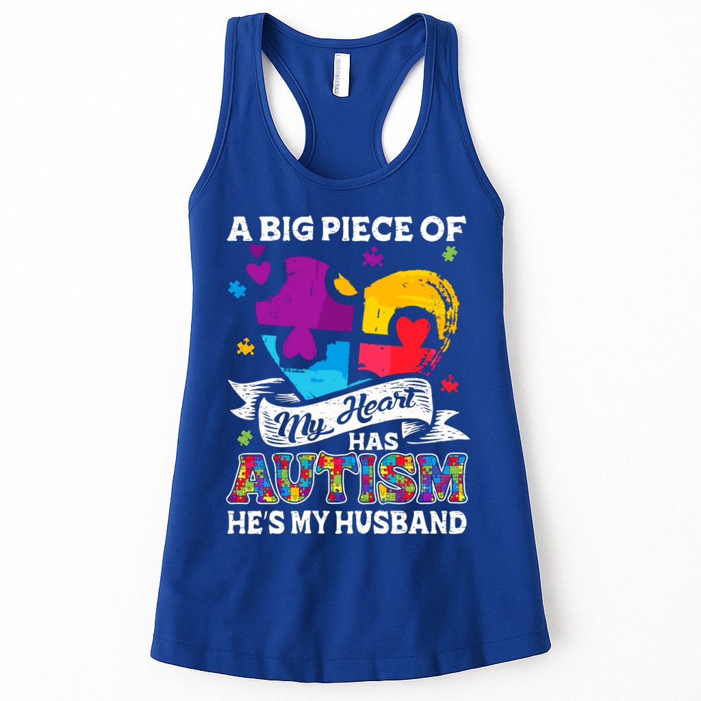 A Piece Of My Heart Has Autism My Husband Great Gift Womens Tank Top