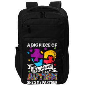 A Piece Of My Heart Has Autism My Partner Great Gift Impact Tech Backpack