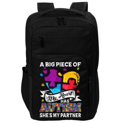 A Piece Of My Heart Has Autism My Partner Great Gift Impact Tech Backpack