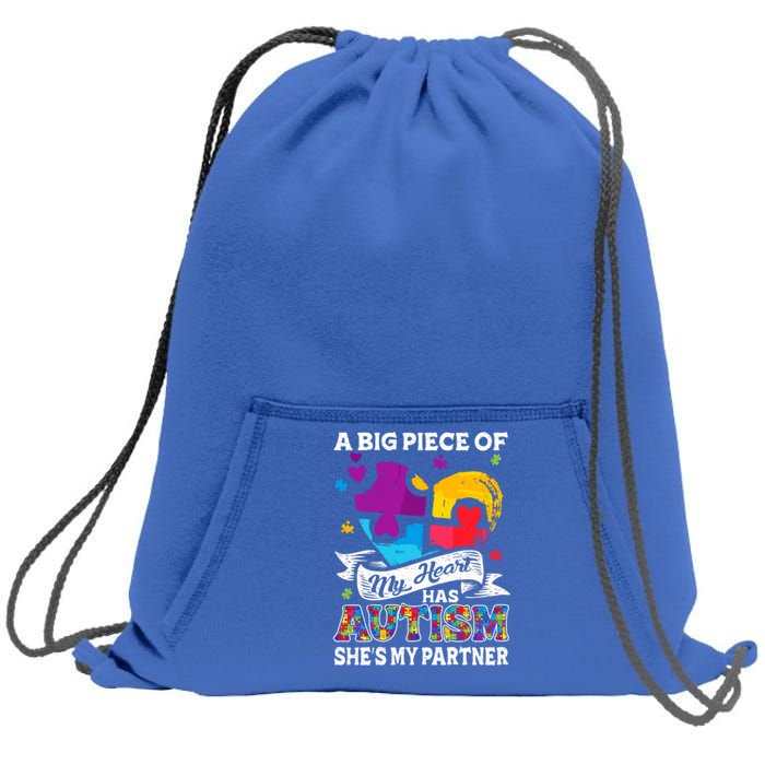 A Piece Of My Heart Has Autism My Partner Great Gift Sweatshirt Cinch Pack Bag